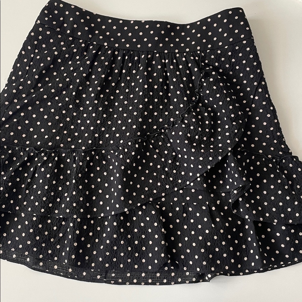 Sézane Rue Saint-Fiacre Paris 36 Polka Dot Black Ruffle Lined Skirt Europe Sleek